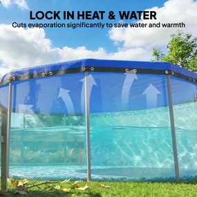 Outsunny Okrągła Pokrywa Basenowa Ø 550 cm, Wodoodporna i Pyłoszczelna, z Linką Napinającą, na Zimę i Lato, Niebieska | Aosom PL