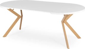 Zestaw Stół Okrągły Rozkładany LUKAS 100-250 cm Biały/Dąb i 4 Krzesła GRENADA Kremowe