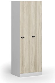 Szafka ubraniowa S1, 2-drzwiowa, 1850 x 600 x 500 mm, zamek mechaniczny na kod, drzwi laminowane, dąb naturalny