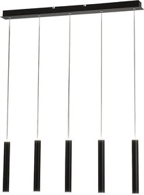 Lampa wisząca Fabas Luce Prado 5-punktowa - 33W ściemnialna LED - matowa czerń Liniowy design