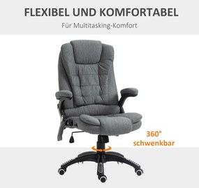 Vinsetto Fotel z masażerem fotel biurowy fotel do gier Regulowane siedzisko Maksymalny udźwig 120 kg Ciemnoszary | Aosom PL