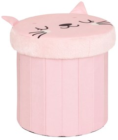 Różowa pufa kotek dla dzieci ANOKI, Ø 30 cm