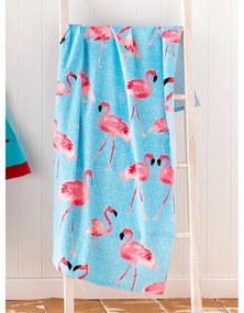 Niebiesko-różowy ręcznik plażowy 160x76 cm Flamingo – Catherine Lansfield