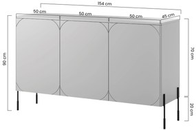 Komoda trzydrzwiowa Sonatia na metalowych nogach 150 cm - kaszmir