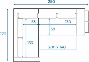 Narożnik Martim półka pufy z funkcją spania 200x140 cm – lewy/prawy, pojemnik na pościel, mikrofaza, pianka lub bonell