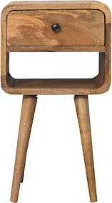 Artisan Furniture Solid Wood Mini stolik nocny z drewna dębowego, wygięty u dołu.