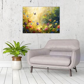 Obraz - Wiosenna łąka kwiatowa, malarstwo (70x50 cm)
