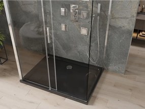 Mexen Omega-3S kabina prysznicowa 3-ścienna, rozsuwana 110x80 cm, transparent, chrom + brodzik Flat - 825-110-080-01-00-3s-4070