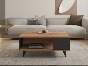 Czarny stolik kawowy Bianca z efektem marmuru 90x60 cm z drewna, szeroki blat bez przechowywania