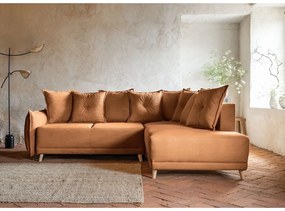 Ceglasty sztruksowy rozkładany narożnik (prawostronny) Lazy Lukka – Miuform