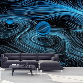 Fototapeta - Abstrakcja, niebieskie kreski (196x136 cm)