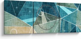 Obraz - Turkusowa abstrakcja (z zegarem) (90x30 cm)