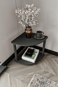 Czarny regał narożny z 2 półkami – nowoczesny design premium