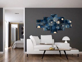 Obraz - Niebiesko-złote pierścienie (125x70 cm)