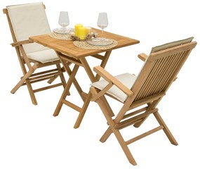 Zestaw ogrodowy z drewna tekowego IVORY BALKON II. 1 + 2 (poduszki GRATIS)