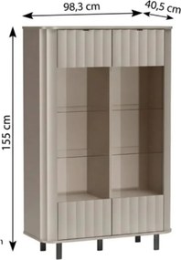 Witryna MODERNO 200 x 98,3 cm, Stojąca witryna do Salonu, Biały