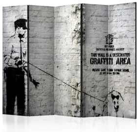 Parawan jednostronny Street art 225x172 cm 5-częściowy szary ARTGEIST B