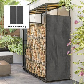 Outsunny Osłona na regał na drewno kominkowe, zestaw 2 szt., wodoodporna i ochrona przed kurzem, 148 x 62 cm, Czarna