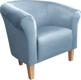 Fotel Milo tkanina Welur wygodny fotel tapicerowany do salonu i sypialni : Kolor nogi - Drewno, Kolor tkaniny - VELVET - BL06, Wysokość nogi - 15 cm