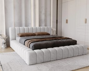 Emporius Como łóżko z pojemnikiem do sypialni - łózko tapicerowane 180x200, nowoczesny styl - duże łózko, gruba pianka - tkanina velvet, jasny szary (Whisper 16)