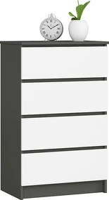 Komoda AKORD K60 Grafit Szary 60 cm 4 szuflady kolor Biały mat 60x40x99 cm