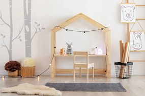Drewniane biurko domek dla przedszkolaka, dla 6 latka P8-R02