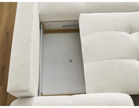 Biały rozkładany/ze schowkiem narożnik z tkaniny szenilowej (prawostronny/z szezlongiem) Roxelane – Bobochic Paris