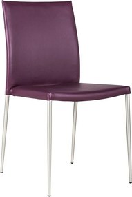 Zestaw 4 składanych krzeseł do jadalni "Camelia" w kolorze fioletowym i różowym, obitych sztuczną skórą i z malowanymi metalowymi nogami