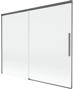 Mexen Rox parawan nawannowy 2-skrzydłowy rozsuwany 190 x 150 cm, transparent, gun gray szczotkowany - 8C9-190-001-66-00