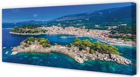 Obraz na płótnie Panorama Greckiego Miasta Portowego