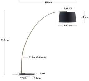 Czarna/w kolorze złota lampa stojąca z tekstylnym kloszem (wysokość 210 cm) Juhe – Kave Home