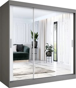 Szafa przesuwna z lustrem antracyt + biały 200 cm K2-R61