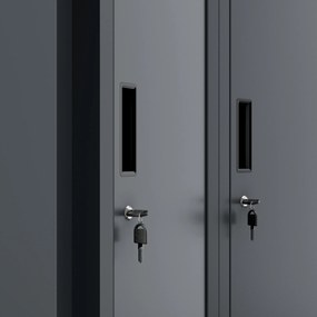 Szafka pracownicza metalowa antracytowa: czterokomorowa KACPER II, 600 x 1800 x 500 mm