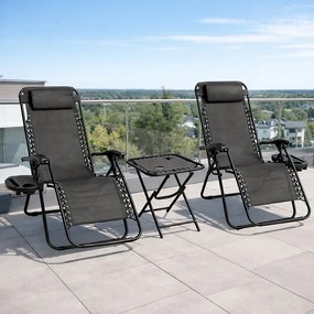 Zestaw 2 leżaków ogrodowych ze stolikiem Malibu TDC2503, kolor czarny