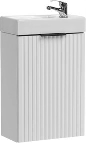 Szafka wisząca biała ryflowane fronty z białą umywalką 40 x 22 cm ASTROS White