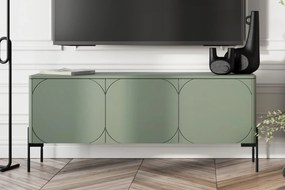 Szafka RTV trzydrzwiowa Sonatia na metalowych nogach 150 cm - oliwka