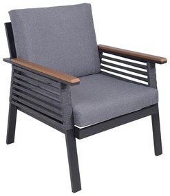 Ciemnoszary aluminiowy zestaw mebli ogrodowych dla 4 osób Denia – Garden Pleasure
