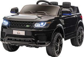HOMCOM Elektryczny SUV dla dzieci z bezpiecznym pasem pilotem i funkcjami świetlnymi oraz muzycznymi Czarny pojazd do 5 kmh | Aosom PL
