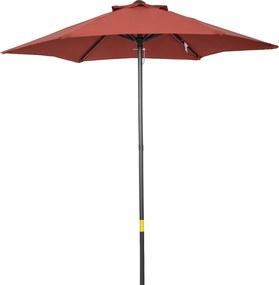 Outsunny Parasol Ø196 cm z funkcją kąta, sześciokątny parasol balkonowy dla plaży balkonu ogrodu, Bordowy
