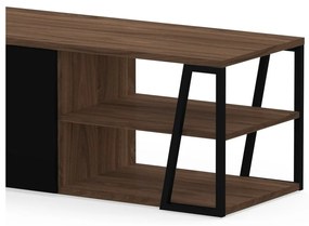 Czarna szafka pod TV w dekorze orzecha 190x45 cm Albi – TemaHome