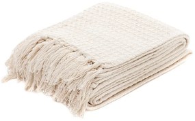 Pled VAFFEL z frędzlami naturalny 130x170 cm HOMLA