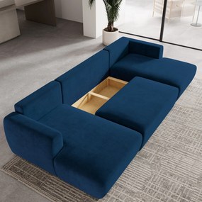 Masseno Narożnik SENTUM z funkcją spania i pojemnikiem na pościel Narozniki U, Rozkładana sofa - Niebieski, KRONOS 09