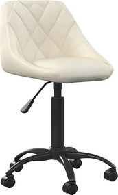 Krzesło Biurowe Kremowe z Weluru Regulowane na Kółkach i z Regulacją Wysokości