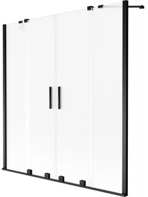 Mexen Velar Duo parawan nawannowy 2-skrzydłowy rozsuwany 150 x 150 cm, szron, czarny - 896-150-000-32-70