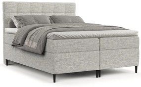Jasnoszare łóżko boxspring ze schowkiem 200x200 cm Urbaneo – Maison de Rêve