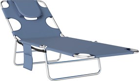 Outsunny Leżanka ogrodowa z wyściełanym otwarciem na twarz, leżanka masażowa na zewnątrz z boczną kieszenią, Tkanina, Metal, Szary