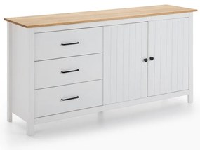 Biała niska komoda z litego drewna sosnowego 150x80 cm Miranda – Marckeric