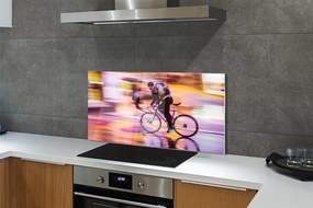 Szklany Panel Człowiek i Rower w Blasku Świateł