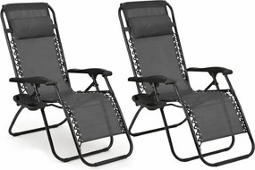 Zestaw 2 składanych leżaków ogrodowych Malibu TDC2502, kolor szary