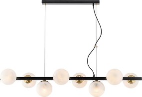Lampa wisząca Adrian z czarnego lakierowanego i brązowionego żelaza, 8 lamp, dł. 121 x 30, BL278-8-NR
